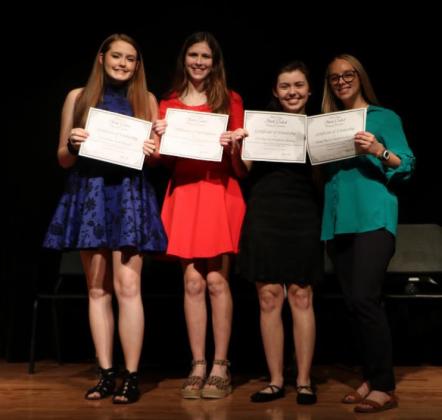 The 2020 winners of the school-level competition (Left to Right): Emily Simmons: 2nd place, Declamation; Maryn Chilton: 1st place, Declamation; Savannah Young: 1st place, Interpretive Reading; Ella Bunting: 2nd place, Interpretive Reading.