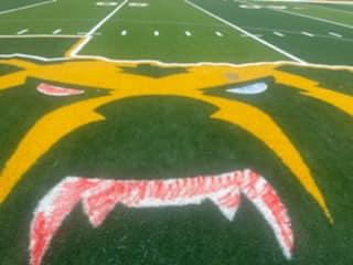 LC-M's football field after vandals spay painted various locations