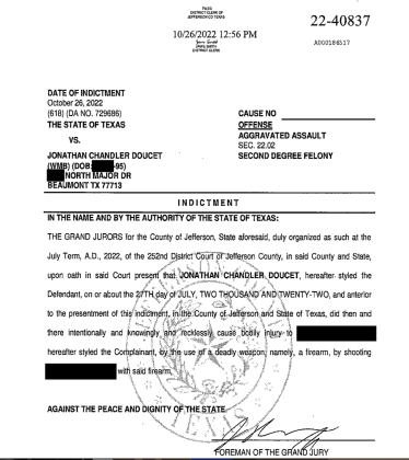 A copy of Doucet's indictment