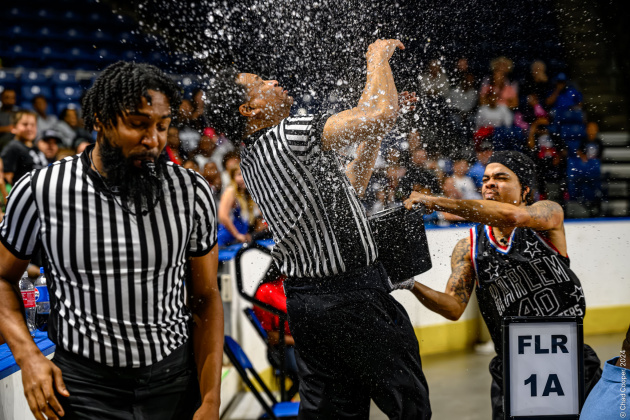 Wham Middleton gives the ref a water break (Photo by Chad Cooper)