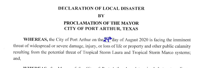 Port Arthur disaster declaration
