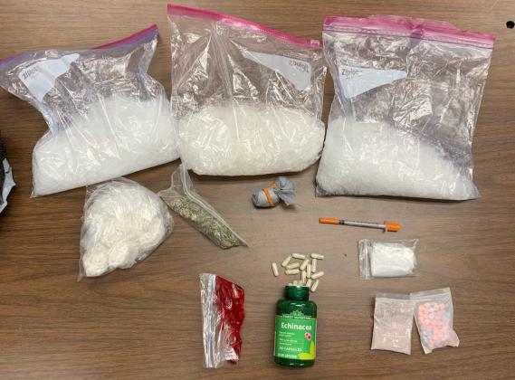 Methamphetamine, Xanax and THC were found during a stop.
