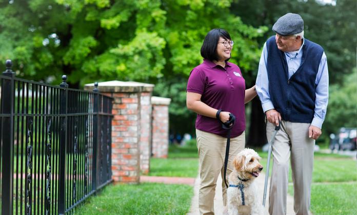 Home Instead caregiver and senior