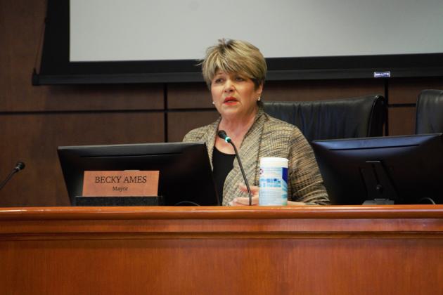 Beaumont Mayor Becky Ames speaks at a city council meeting April 3.