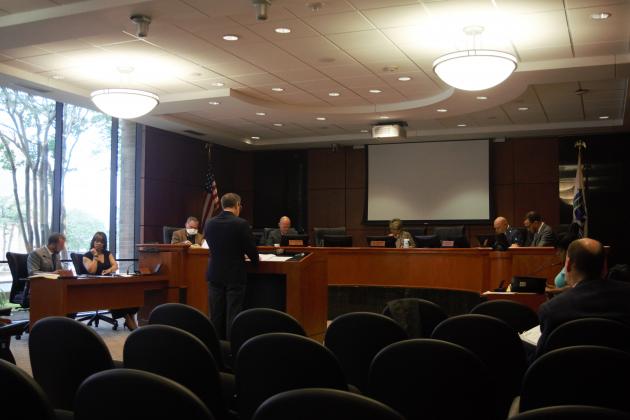 City Manager Kyle Hayes speaks to a socially distanced Beaumont City Council April 3.