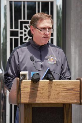 Jeff Branick addresses reporters April 20