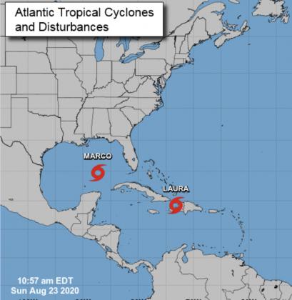 Hurricane path as of Sunday morning, Aug. 23