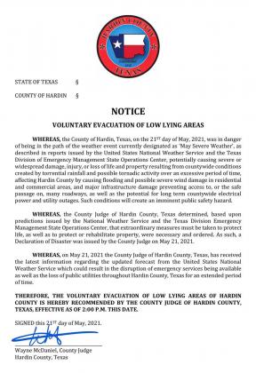 Voluntary evacuation order