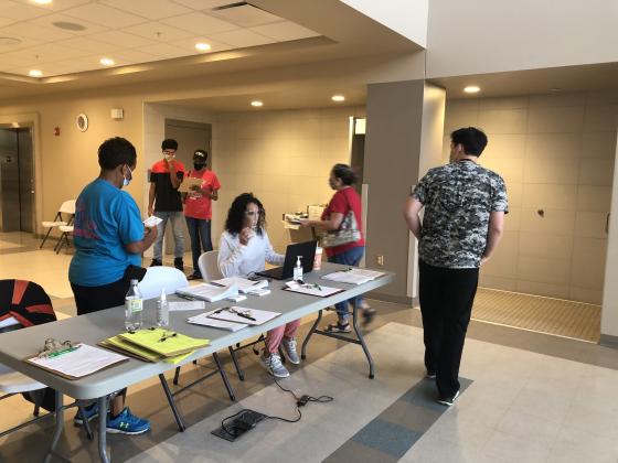 Jasper County residents arrive to receive their COVID-19 vaccination Friday, Aug. 27