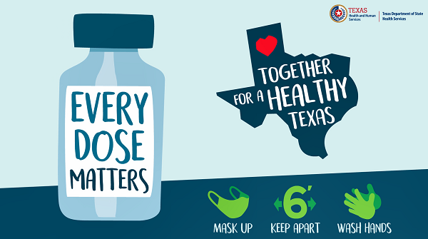 Photo saying ever dose matters with graphic information about healthy ways to help keep COVID at bay.