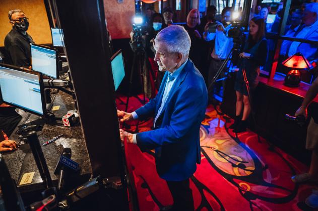 Jim 'Mattress Mack' McIngvale makes the first bet at the DraftKings Sportsbook inside the Golden Nugget in Lake Charles, La.