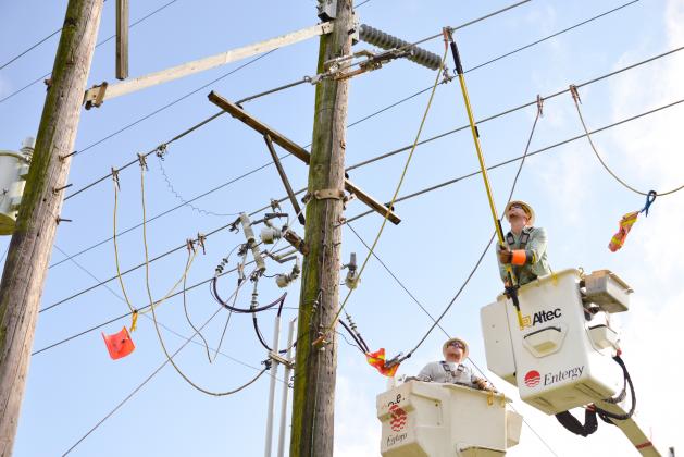 A lineman works