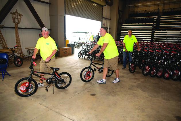 Bicycles being loaded at Bicycles and Bibles