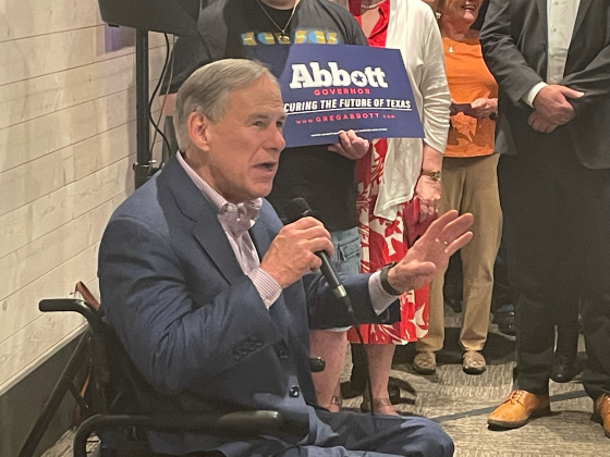 TX Governor Greg Abbott speaks at JW's Patio in Beaumont Feb. 17 to promote early voting.
