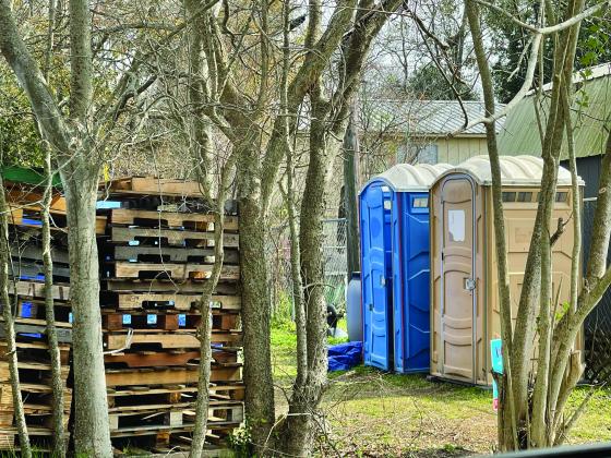 Restroom facilities at one of the encampments