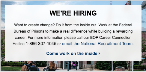 Federal Bureau of Prisons is hiring