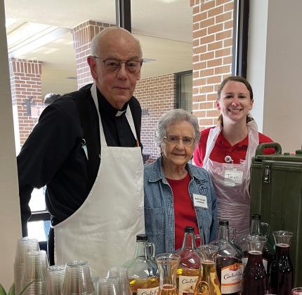 Fr. Michael Jamail, Mary Helen Johnson and Taryn Soper