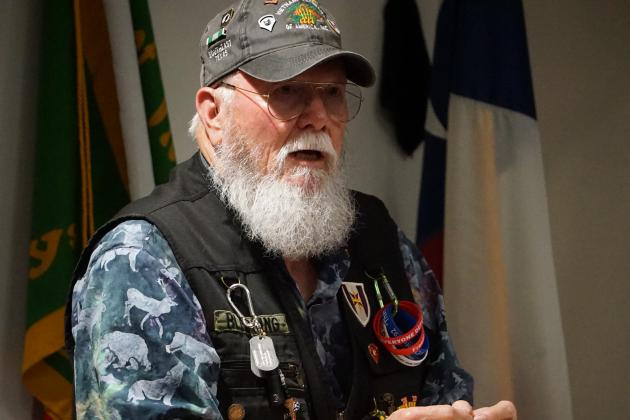 Vietnam veteran Dennis Blessing speaks at the Ben J. Rogers Regional Visitors Center