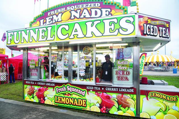 A lemonade and funnel cake stand at the South Texas State Fair