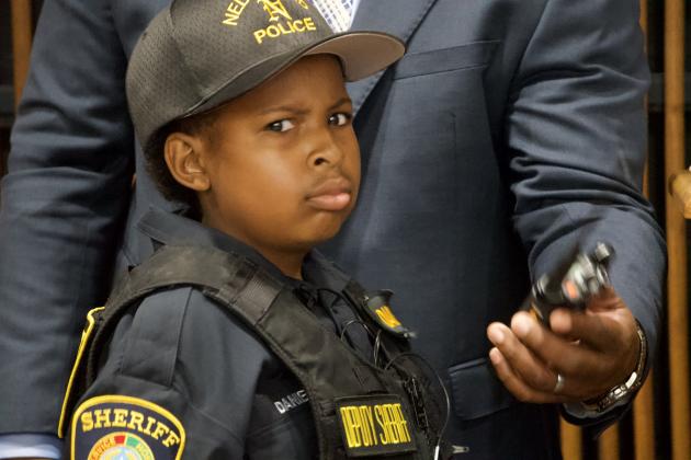 ‘DJ 101, go ahead,’ DJ says into the radio. ‘Welcome to Southeast Texas law enforcement, 101,’ responds a robotic voice.
