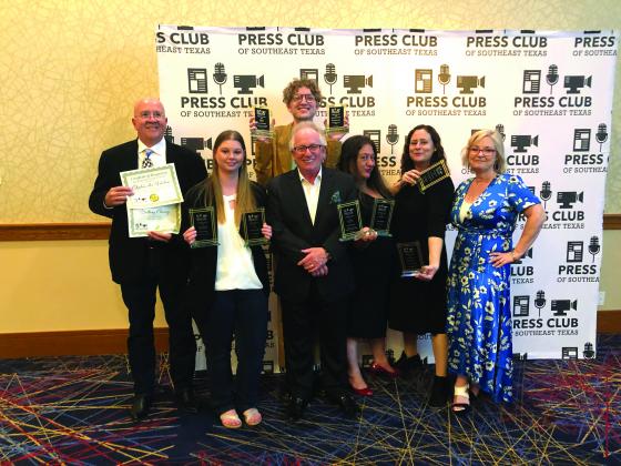 The Examiner staff including Stephen ‘Doc’ Watson, Brittany Chaney, B. Scott McLendon,  Publisher/CEO Don Dodd, Jennifer Johnson, Sharon Brooks and Kristi Dodd. Not pictured are Kevin Clay and Chad Cooper. 