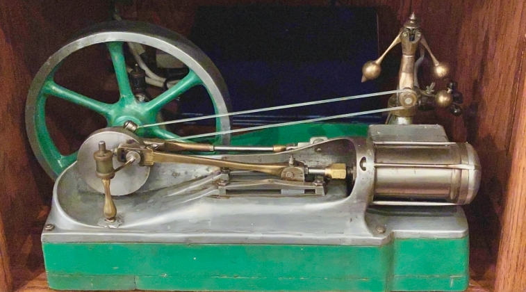Steam engine models on display at Spindletop-Gladys City Boomtown were built by Cliff and are replica models of some of the engines often used in the oil industry.