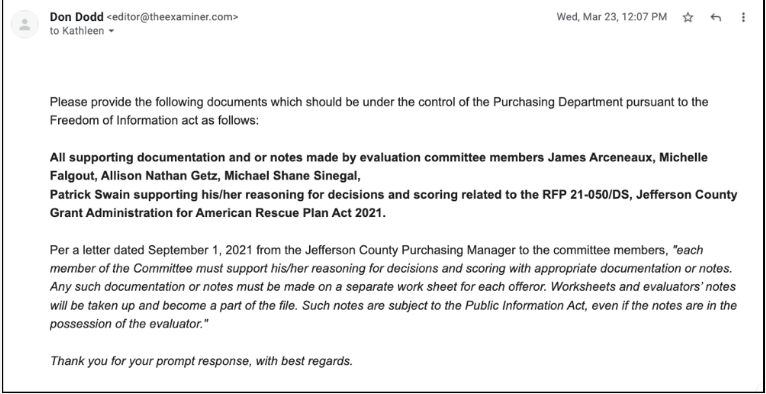 Email excerpt 2