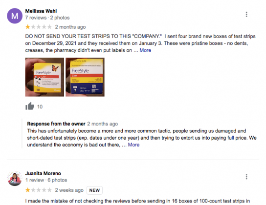 Negative reviews for Quick Cash 4 Test Strips