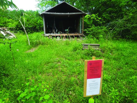 The property on Darden's land, marked for demolishing 