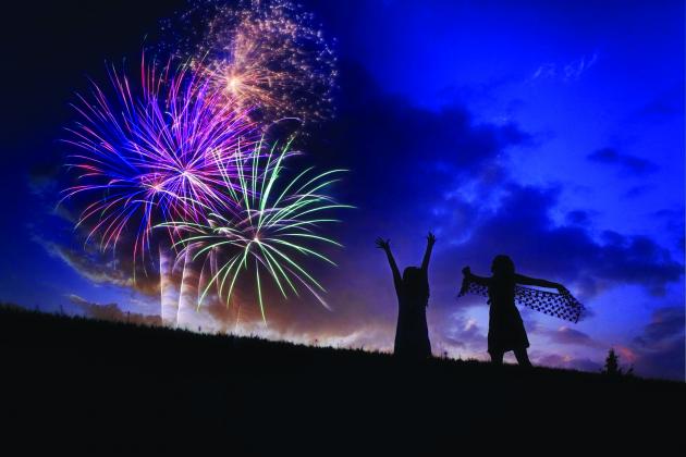 People enjoying fireworks on the 4th of July.