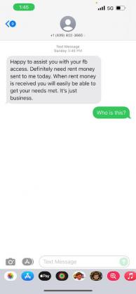 This message was sent to Hayes after the February theft report and the subsequent hijacking of Hayes' campaign Facebook page.
