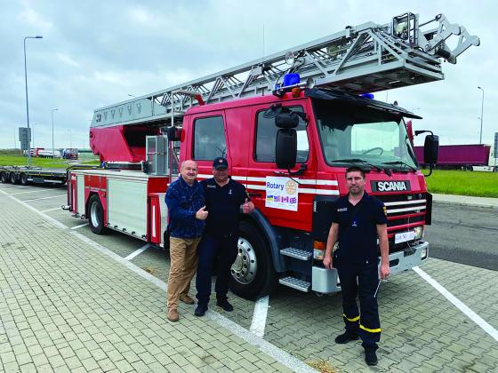 A firetruck purchased for the Lviv Regional Fire Department in Ukraine with Rotary Club of Beaumont funds