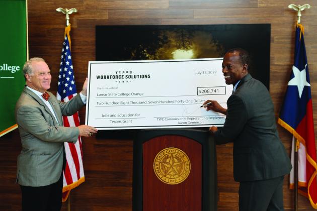 LSCO President Dr. Tom Johnson and TWC Commissioner Representative Employer, Aaron Demerson