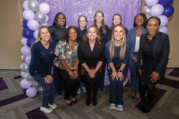 Front row: Taylor Daniels, Rita Williams, Jennifer Job, Kelci Crawford and Nakisha Burns; Back row: Alena Savoie, Rachel Baker, Kelly Trainor, Brooke Pendergast and Rozena Dendy