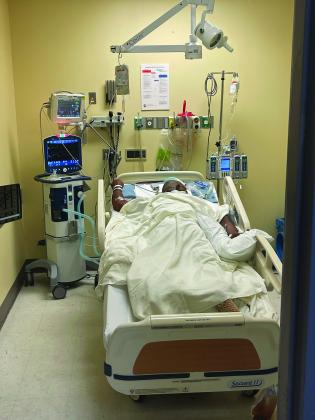 A patient at Baptist Hospital lies in a prone position while on a ventilator during the height of COVID-19 in August 2021 – Dr. Arfeen told The Examiner that once a patient’s symptoms become severe enough to necessitate a ventilator, their chances of survival become a coin flip.