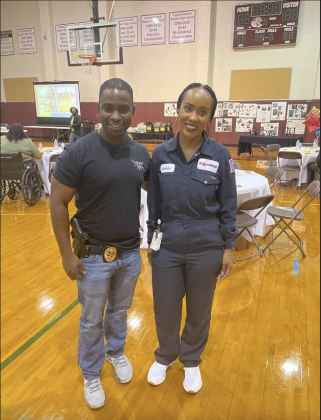 Port Arthur Police Department Sgt. Jonathan Green and featured speaker, ExxonMobil Beaumont Area Public and Government Affairs Manager Nakisha Burns