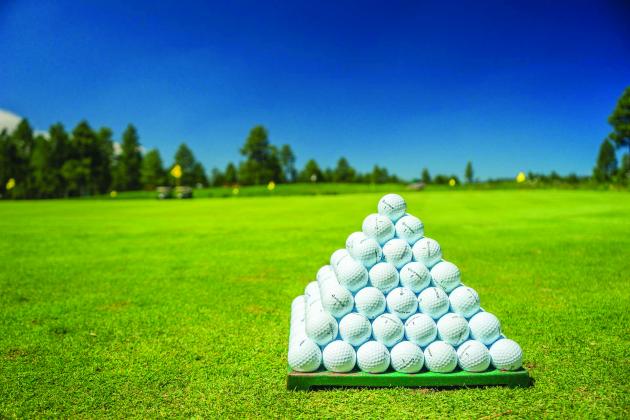 Golfballs stacked up 