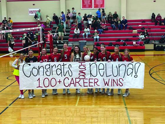 Bridge City volleyball coach Savannah Delta wins her 100th game 