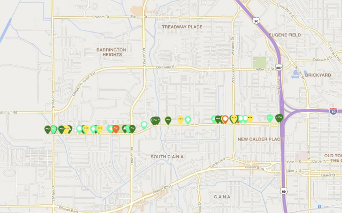 A TxDOT CRIS search shows 126 individual car wrecks occurred on this stretch of Gladys Avenue between 2018 and 2022. Humza Arfeen calls for safety implementations to curb the issue in his neighborhood