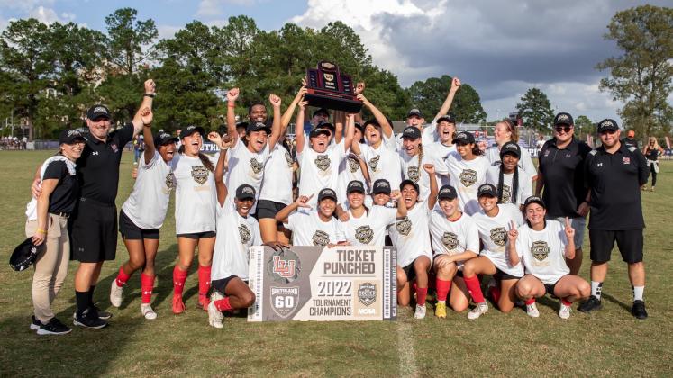 LU women's soccer team after earning another SLC title