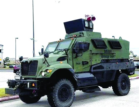 Santa on SWAT vehicle