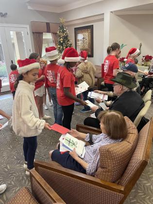 Sour Lake Elementary School’s Student Council traveled to Pelican Bay, an assisted living facility in Beaumont, and sang to the senior residents.