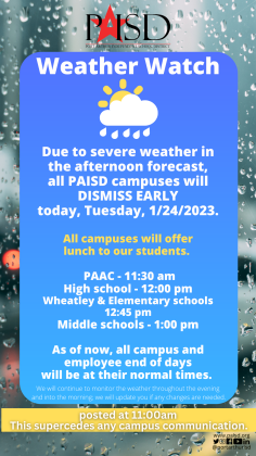 PAISD early release. Courtesy photo.