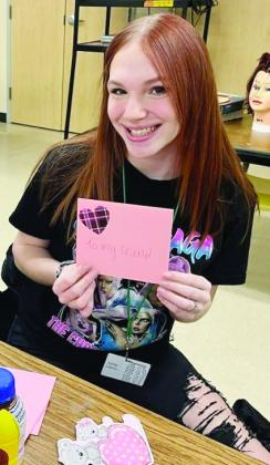 Members of the Vidor High School Key Club,made Valentines for nursing home residents.