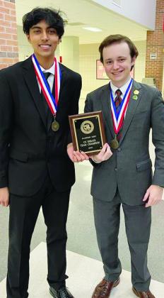 West Brook Debate team of Mason Scales and Sam Marchand