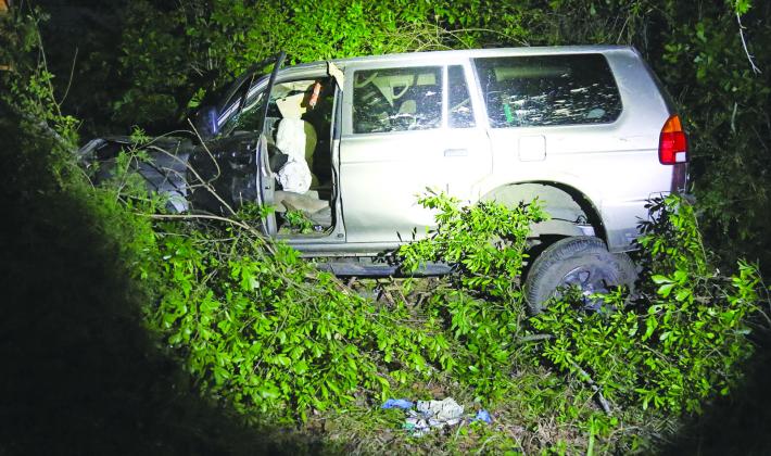 Jamelle Parker wrecks his second stolen vehicle during his crime spree.