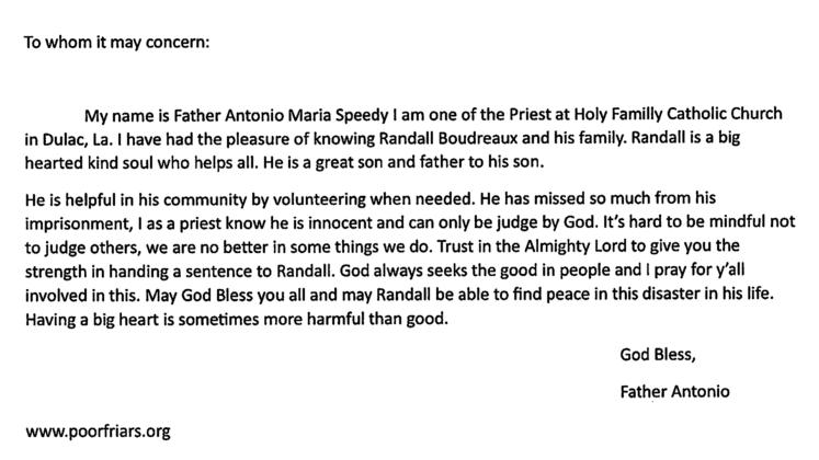 Letter from Father Antonio Maria Speedy