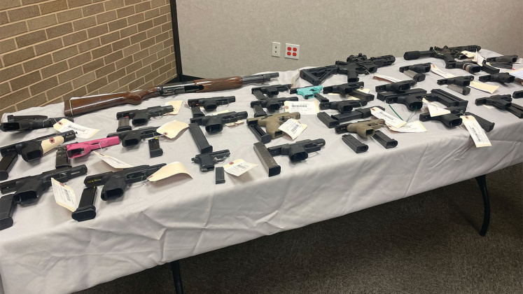 Beaumont Police Department displays some of the firearms confiscated during Operation Cease Fire