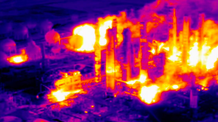Thermal drone imagery of the TPC PNO facility South Unit taken the morning after the initial explosion