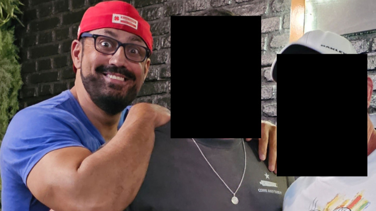 Facebook photos show fraudulent stockbroker ‘Brad’ Holts (left) at a Beaumont bar two weeks after being found responsible for owing elderly investors in excess of $150,000; soon thereafter, Holts was seeking to sell off goods including a truck and a fire hydrant.